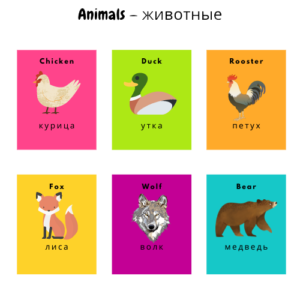 Английские слова в картинках для детей. Тема Animals